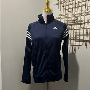 Adidas Dark Blue Zip-Up Jacket with White Accents
